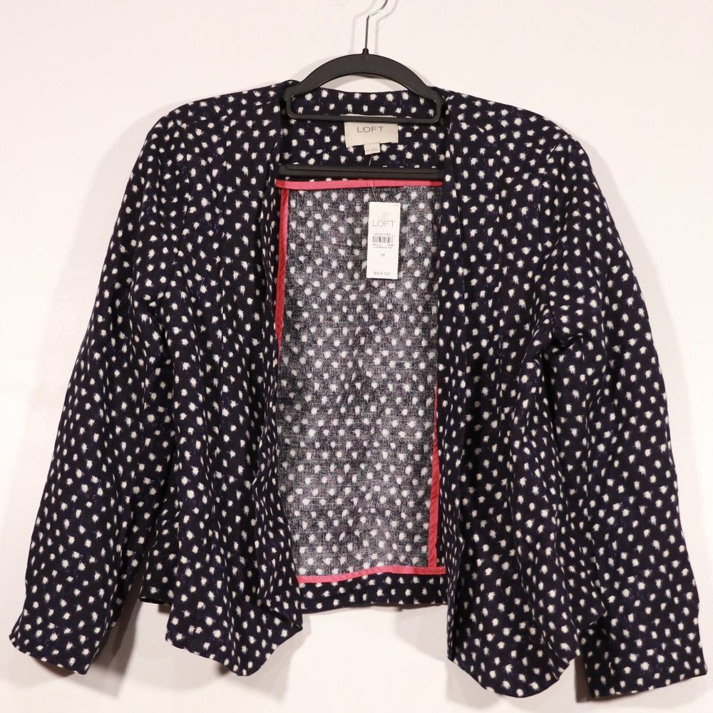 NWT Loft Navy Blue Polka Dot Blazer Size Medium